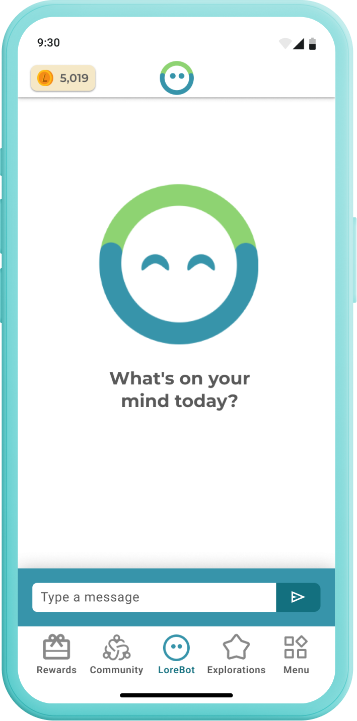 Lore mobile app mockup